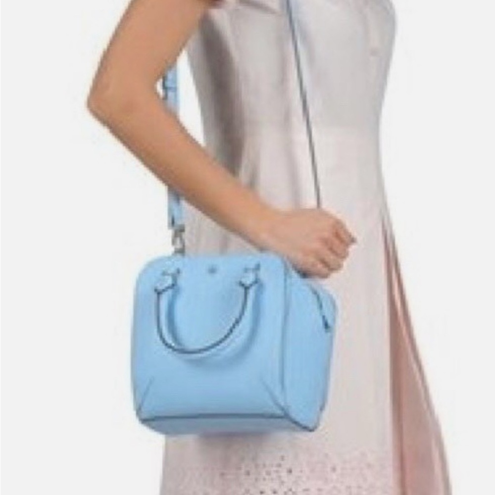 Tory Burch Pebbled Leather Shoulder Bag Rivera Blue